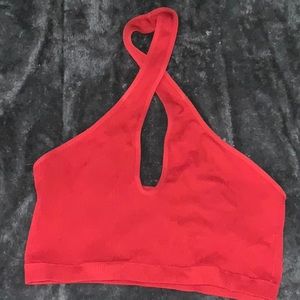 Red crossover crop top
